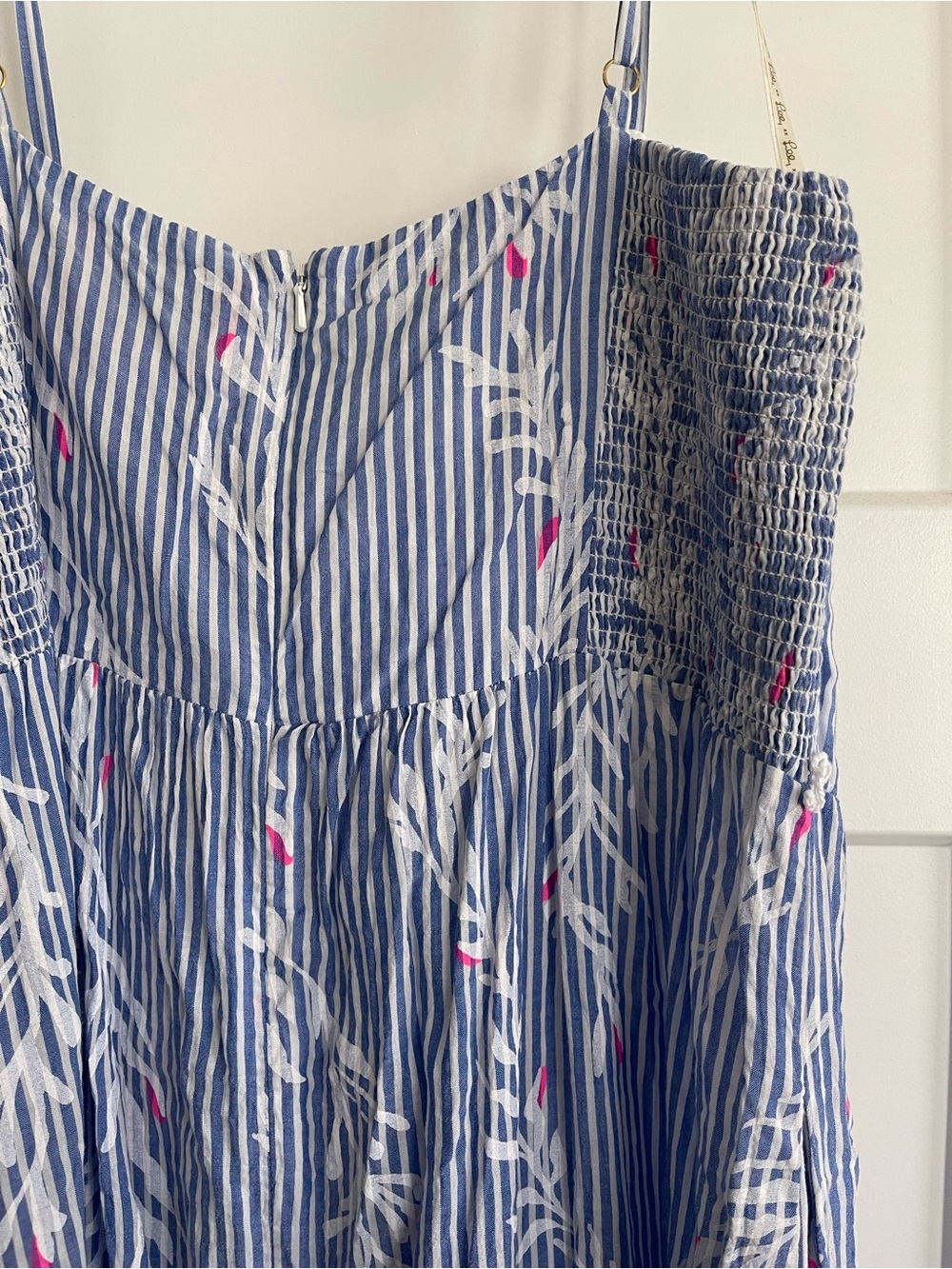 Lilly Pulitzer Light Blue Striped Floral Maxi Dress - Spaghetti Strap - Picture 5 of 6